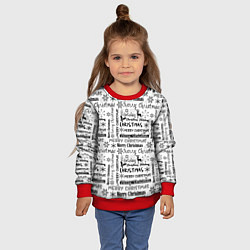 Свитшот детский Черно белый рождественский текстовый узор, цвет: 3D-красный — фото 2