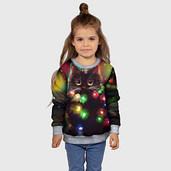 Свитшот детский Новый Год Кот, цвет: 3D-меланж — фото 2