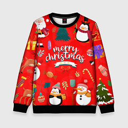 Свитшот детский Merry christmas art, цвет: 3D-черный