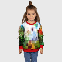 Свитшот детский Пиксельная абстракция, цвет: 3D-красный — фото 2