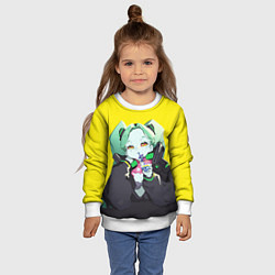 Свитшот детский Ребекка пьет коктель - Cyberpunk, цвет: 3D-белый — фото 2