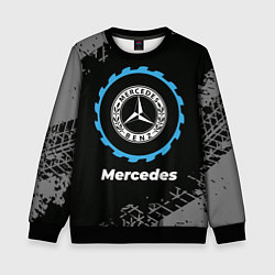 Свитшот детский Mercedes в стиле Top Gear со следами шин на фоне, цвет: 3D-черный