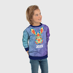 Свитшот детский Кролик из мозаики 2023, цвет: 3D-синий — фото 2