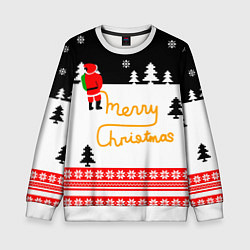 Свитшот детский Merry christmas - Санта Клаус, цвет: 3D-белый
