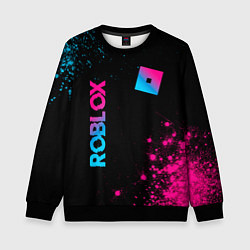 Свитшот детский Roblox - neon gradient: надпись, символ, цвет: 3D-черный