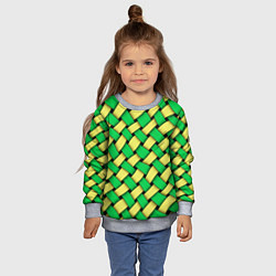 Свитшот детский Жёлто-зелёная плетёнка - оптическая иллюзия, цвет: 3D-меланж — фото 2