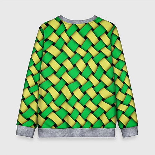 Детский свитшот Жёлто-зелёная плетёнка - оптическая иллюзия / 3D-Меланж – фото 2