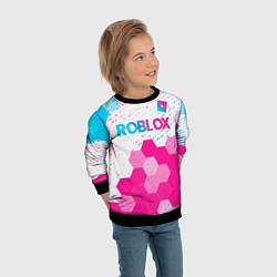 Свитшот детский Roblox neon gradient style: символ сверху, цвет: 3D-черный — фото 2