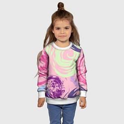 Свитшот детский Розовый фон и разноцветные круги, цвет: 3D-белый — фото 2