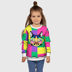 Свитшот детский Кот в стиле поп-арт, цвет: 3D-белый — фото 2