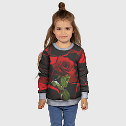 Свитшот детский Одинокая красная роза, цвет: 3D-меланж — фото 2
