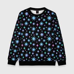 Свитшот детский Зимние цветные звезды, цвет: 3D-черный