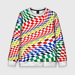 Свитшот детский Разноцветная оптическая иллюзия, цвет: 3D-белый