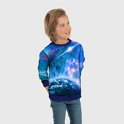 Свитшот детский Космос - планета и яркая звезда, цвет: 3D-синий — фото 2