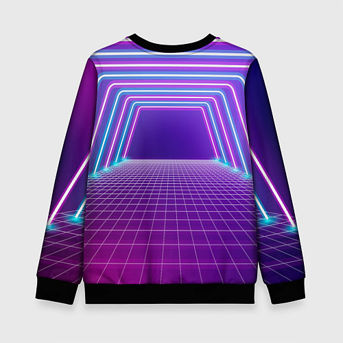 Детский свитшот Вход в неоновый портал / 3D-Черный – фото 2