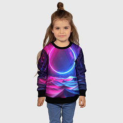 Свитшот детский Круг и разноцветные кристаллы - vaporwave, цвет: 3D-черный — фото 2