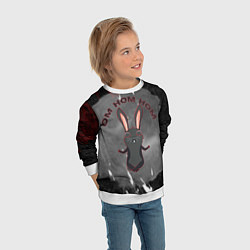 Свитшот детский Черный кролик ом ном ном, цвет: 3D-белый — фото 2