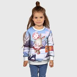 Свитшот детский Зайка с воздушным шариком, цвет: 3D-белый — фото 2