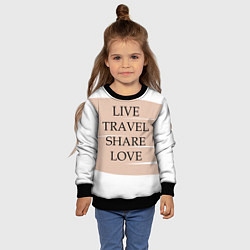 Свитшот детский Live travel share love, цвет: 3D-черный — фото 2
