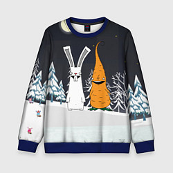 Свитшот детский Заяц и морковка, цвет: 3D-синий