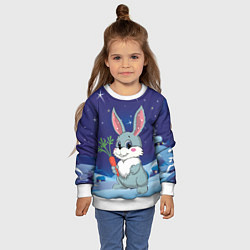 Свитшот детский Кролик с морковкой, цвет: 3D-белый — фото 2
