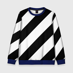 Свитшот детский Черно-белые полосы, цвет: 3D-синий