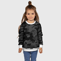 Свитшот детский Черный ночной камуфляж, цвет: 3D-белый — фото 2