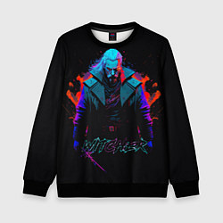 Свитшот детский Witcher in neon style, цвет: 3D-черный