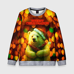 Свитшот детский Merry Christmas белый медвежонок, цвет: 3D-меланж