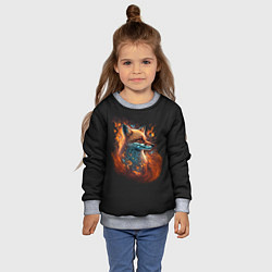 Свитшот детский Огненная лиса, цвет: 3D-меланж — фото 2