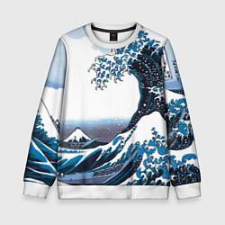 Свитшот детский Цунами в Японии, цвет: 3D-белый