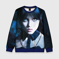 Свитшот детский Уэнсдэй: дочь Аддамсов, цвет: 3D-синий