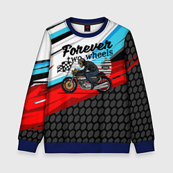 Свитшот детский Два колеса навсегда мотоспорт, цвет: 3D-синий