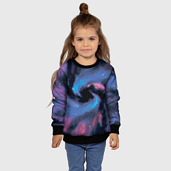 Свитшот детский Ручная роспись галактики акварелью, цвет: 3D-черный — фото 2