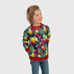 Свитшот детский Много тюльпанов, цвет: 3D-красный — фото 2