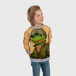 Свитшот детский Лягушонок Пепе лётчик, цвет: 3D-меланж — фото 2