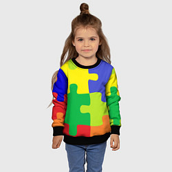 Свитшот детский Пазлы разноцветные, цвет: 3D-черный — фото 2