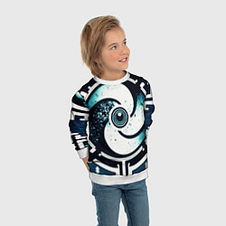 Свитшот детский Абстракция стимпанк в синих оттенках, цвет: 3D-белый — фото 2