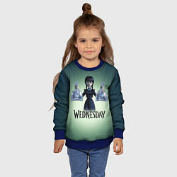 Свитшот детский Уэнсдэй с пираньями, цвет: 3D-синий — фото 2