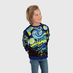 Свитшот детский Винсент ван Гог, звездная ночь, цвет: 3D-синий — фото 2