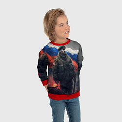 Свитшот детский Настоящий защитник отечества, цвет: 3D-красный — фото 2
