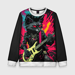 Свитшот детский Rocker Cat on a dark background - C-Cats collectio, цвет: 3D-белый