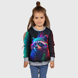 Свитшот детский Енот в неоновой дымке, цвет: 3D-меланж — фото 2