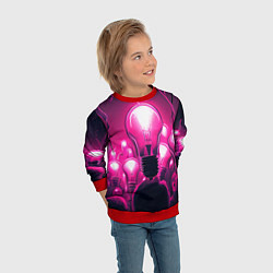 Свитшот детский Абстрактные идеи в виде лампочек у людей в неоново, цвет: 3D-красный — фото 2