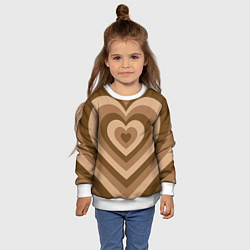 Свитшот детский Hearts brown, цвет: 3D-белый — фото 2