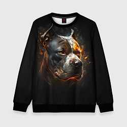 Свитшот детский Стаффордширский терьер - огонь, цвет: 3D-черный