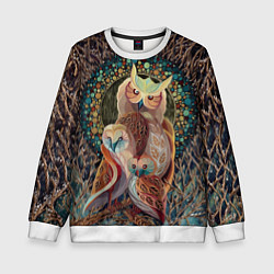 Свитшот детский Семейство лунных сов, цвет: 3D-белый