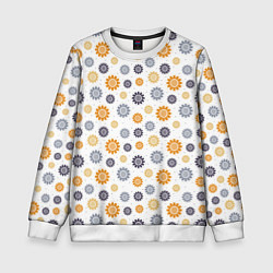 Свитшот детский Узор из подсолнухов, цвет: 3D-белый