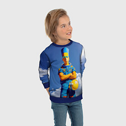 Свитшот детский Барт Симпсон - космический мальчик - нейросеть, цвет: 3D-синий — фото 2