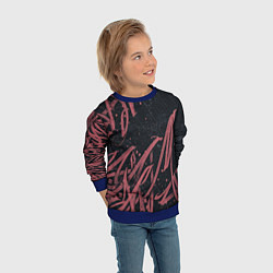 Свитшот детский Бордовое граффити, цвет: 3D-синий — фото 2
